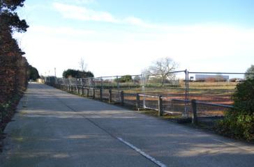 The Trumpington Meadows site from the access to Waitrose, looking along the service road towards the John Lewis building. Photo: Andrew Roberts, 27 February 2011.