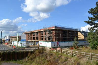 Construction work from Hauxton Road bridge, Trumpington Meadows. Photo: Andrew Roberts, 22 September 2012.