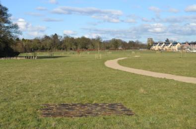 Art features in Trumpington Meadows Country Park. Photo: Andrew Roberts, 4 March 2016.