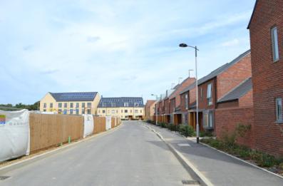 Newly completed homes in the southern arm of Charger Road, Trumpington Meadows. Photo: Andrew Roberts, 24 September 2016.