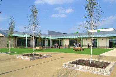 Trumpington Meadows Primary School, public open day before the opening of the school and the first day of term: courtyard. Photo: Andrew Roberts, 4 September 2013.